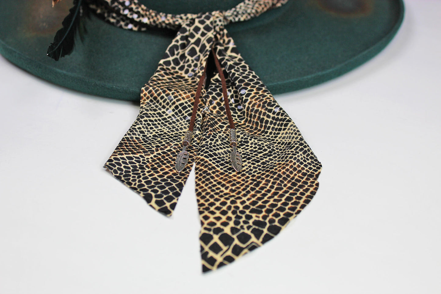 Fedora - Green Distressed with Python Print Band