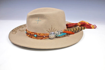 One Of A Kind Fedora- Custom Burn Design - Size Large