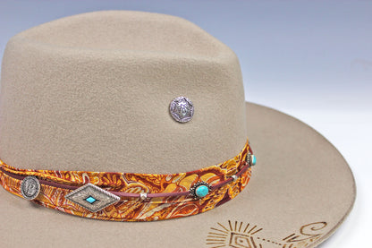 One Of A Kind Fedora- Custom Burn Design - Size Large