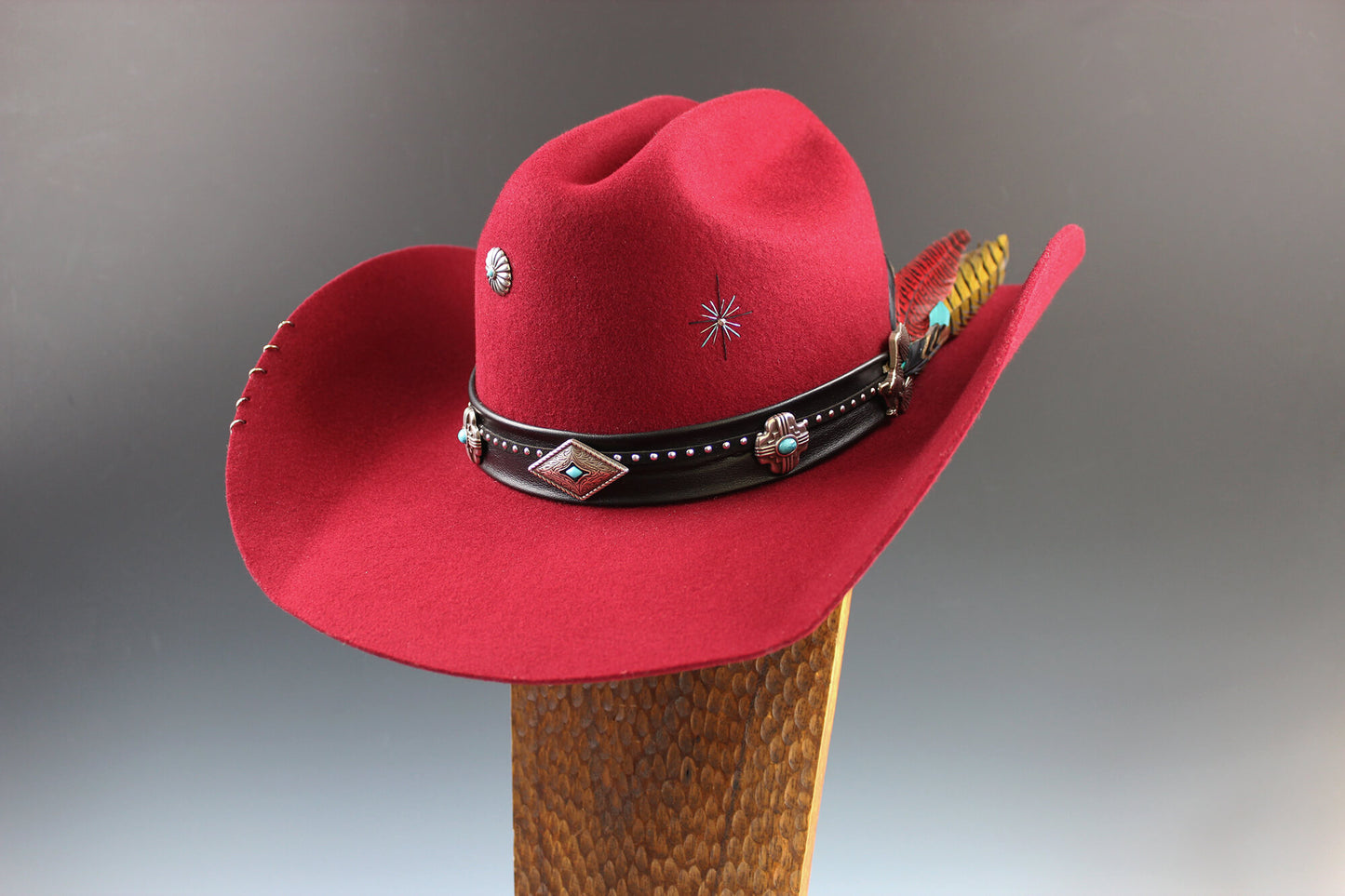 One Of A Kind Cowboy Hat - Red - Size Large by Vera Black