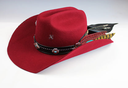 One Of A Kind Cowboy Hat - Red - Size Large by Vera Black