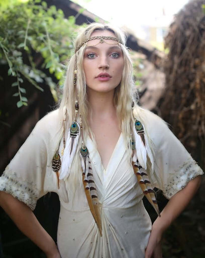 Emerald Forest Laboradite Feather Headpiece