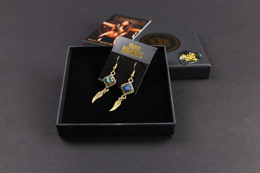 Labradorite Stone & Gold Earrings