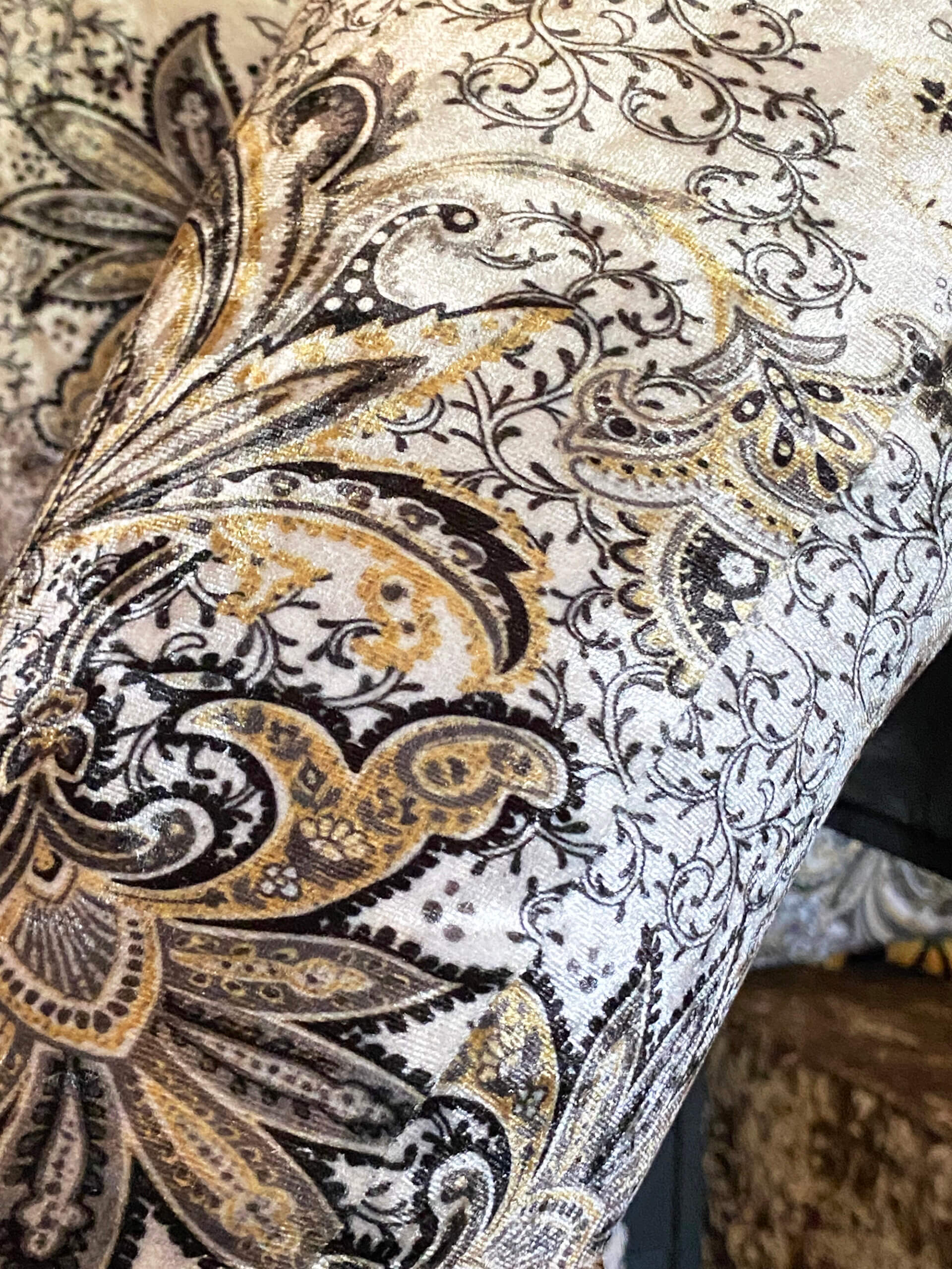 White Rabbit Paisley High Waisted Stretch Velvet Bell Bottoms - Unisex Bohemian Rock n Roll Hippie  Country & Western Style Festival Fashion