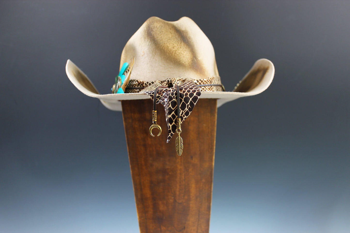 One Of A Kind Cowboy Hat - Tan with Distressed Effect - Size Large