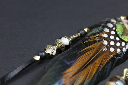 The Scarab Triple Layer Feather Hair Clip - Bohemian Hippie Rock n roll style Festival country & western style pirate feathers unisex