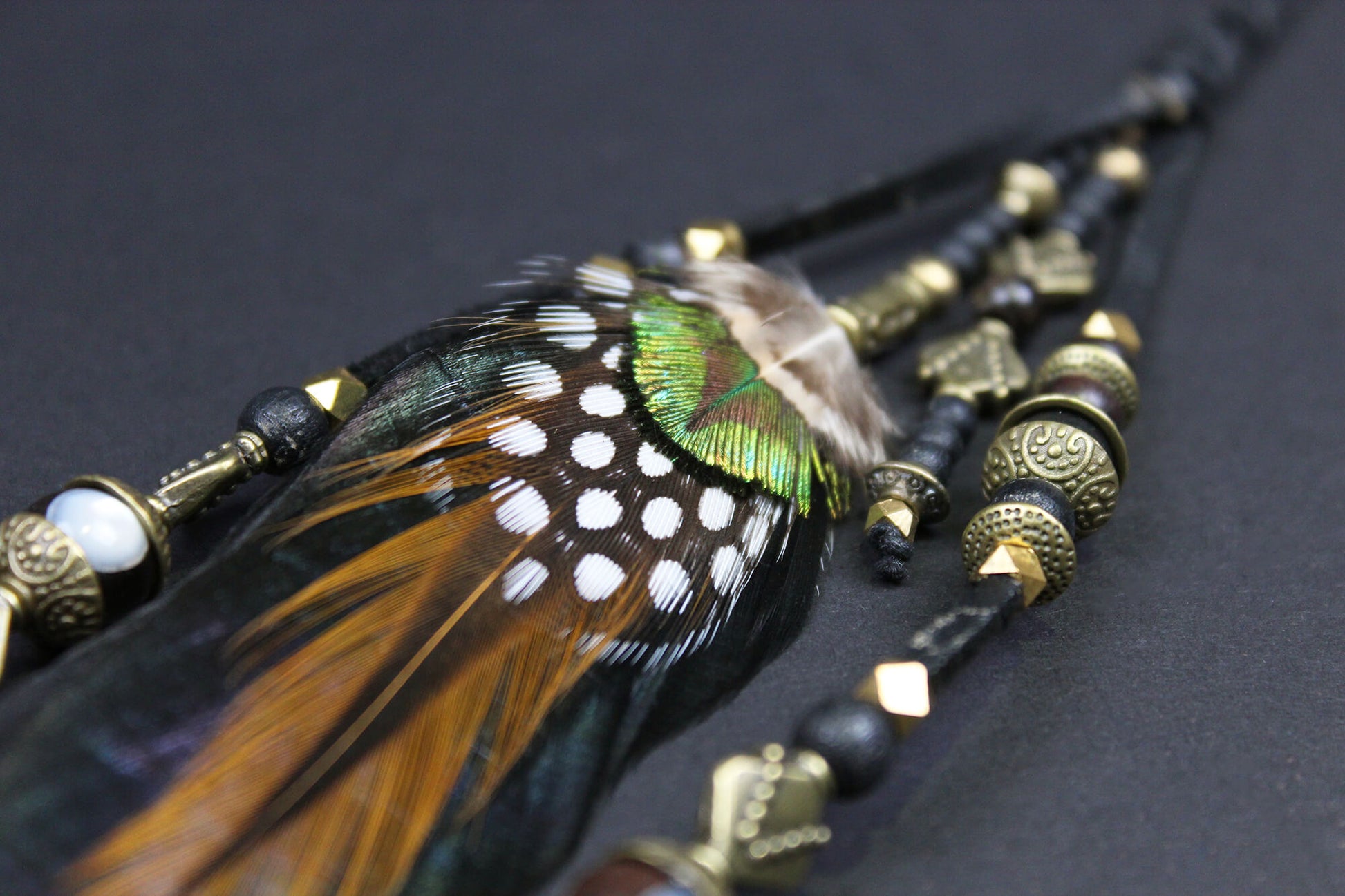 The Scarab Triple Layer Feather Hair Clip - Bohemian Hippie Rock n roll style Festival country & western style pirate feathers unisex