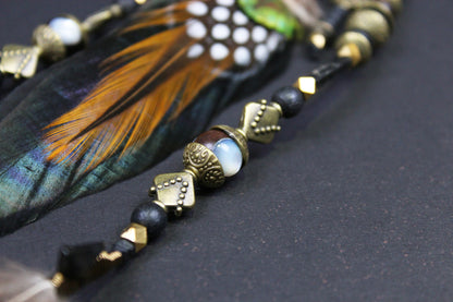 The Scarab Triple Layer Feather Hair Clip - Bohemian Hippie Rock n roll style Festival country & western style pirate feathers unisex