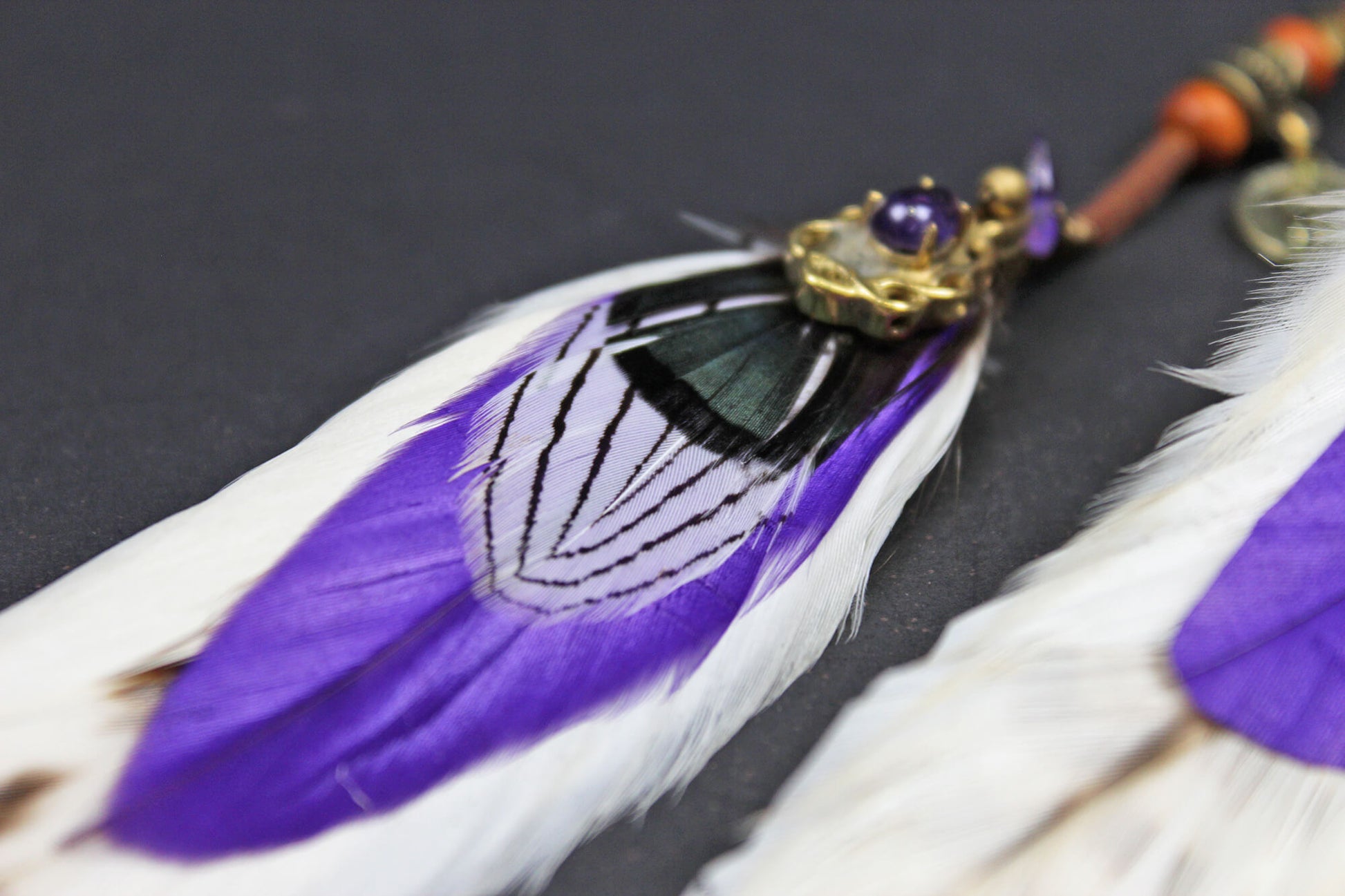 The Purple Rain Triple Layer Feather Hair Clip - Bohemian Hippie Rock n roll Festival country & western style pirate feathers unisex