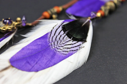 The Purple Rain Triple Layer Feather Hair Clip - Bohemian Hippie Rock n roll Festival country & western style pirate feathers unisex