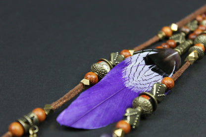 The Purple Rain Triple Layer Feather Hair Clip - Bohemian Hippie Rock n roll Festival country & western style pirate feathers unisex