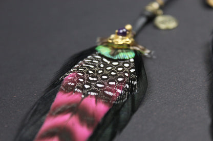 The Strawberry Fields Triple Layer Feather Hair Clip - Bohemian Hippie Rock n roll Festival country & western style pirate feathers unisex