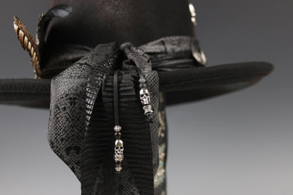 The Gothic Gambler -  Wool Felt Fedora Hat Black Handmade Country Western Style Goth Cowboy Hat Unisex For Men And Women