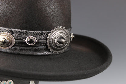 The Gothic Gambler -  Wool Felt Fedora Hat Black Handmade Country Western Style Goth Cowboy Hat Unisex For Men And Women