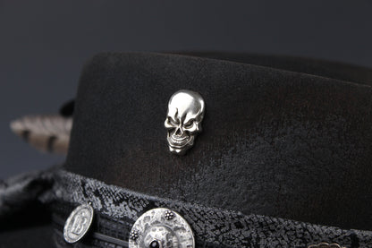 The Gothic Gambler -  Wool Felt Fedora Hat Black Handmade Country Western Style Goth Cowboy Hat Unisex For Men And Women