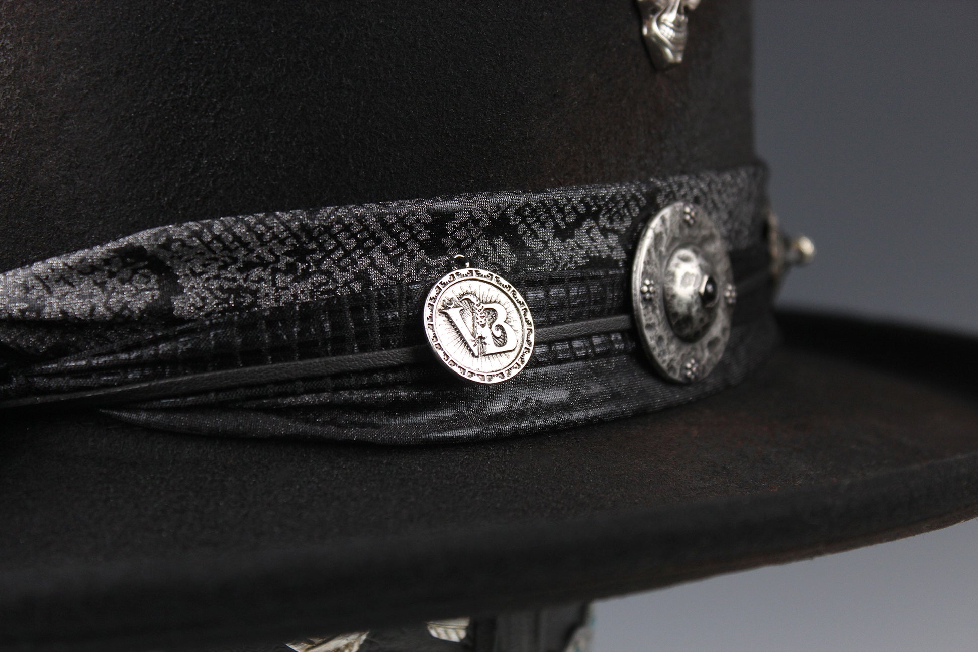 The Gothic Gambler -  Wool Felt Fedora Hat Black Handmade Country Western Style Goth Cowboy Hat Unisex For Men And Women