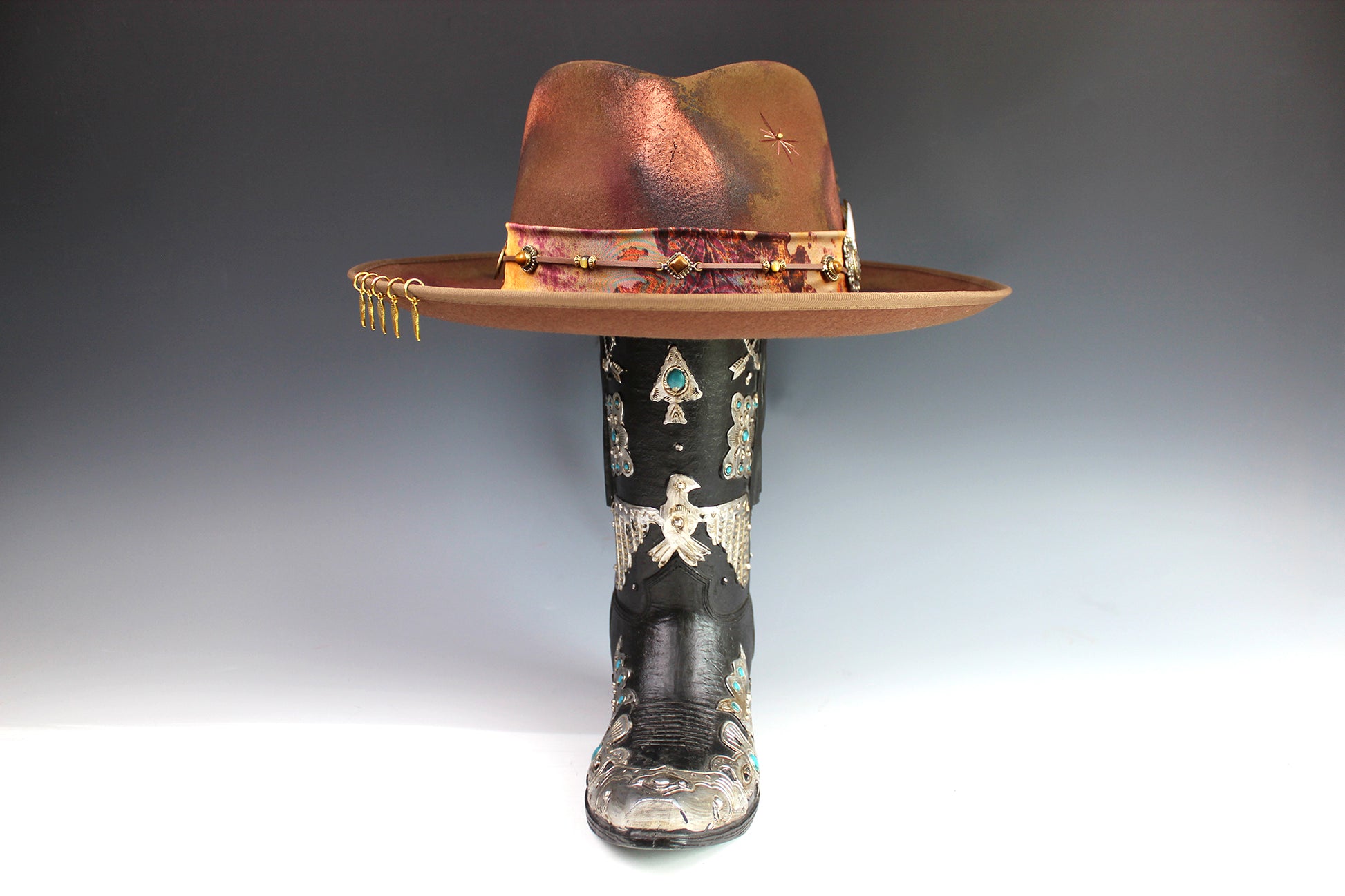 The Wildflower Fedora - Wool Felt Country Western Style Hat Unisex For Men And Women Tan Cowboy Fedora Hat Distressed Effect Rock n Roll Hat