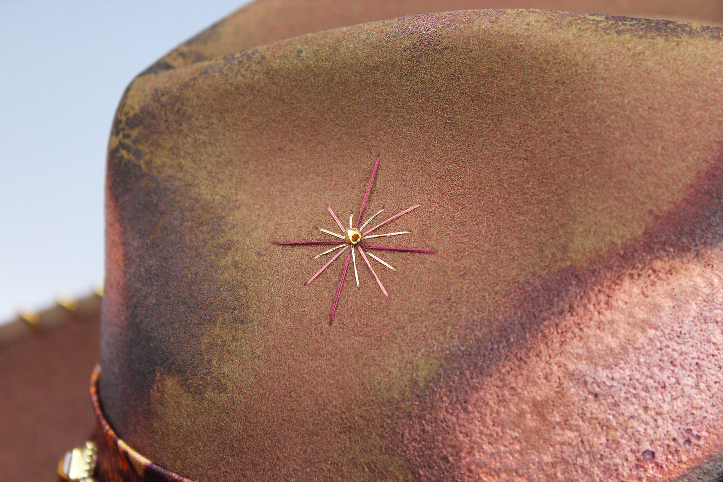 The Wildflower Fedora - Wool Felt Country Western Style Hat Unisex For Men And Women Tan Cowboy Fedora Hat Distressed Effect Rock n Roll Hat