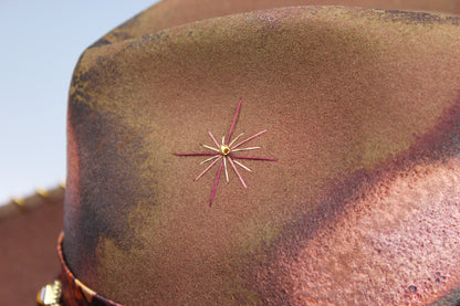 The Wildflower Fedora - Wool Felt Country Western Style Hat Unisex For Men And Women Tan Cowboy Fedora Hat Distressed Effect Rock n Roll Hat