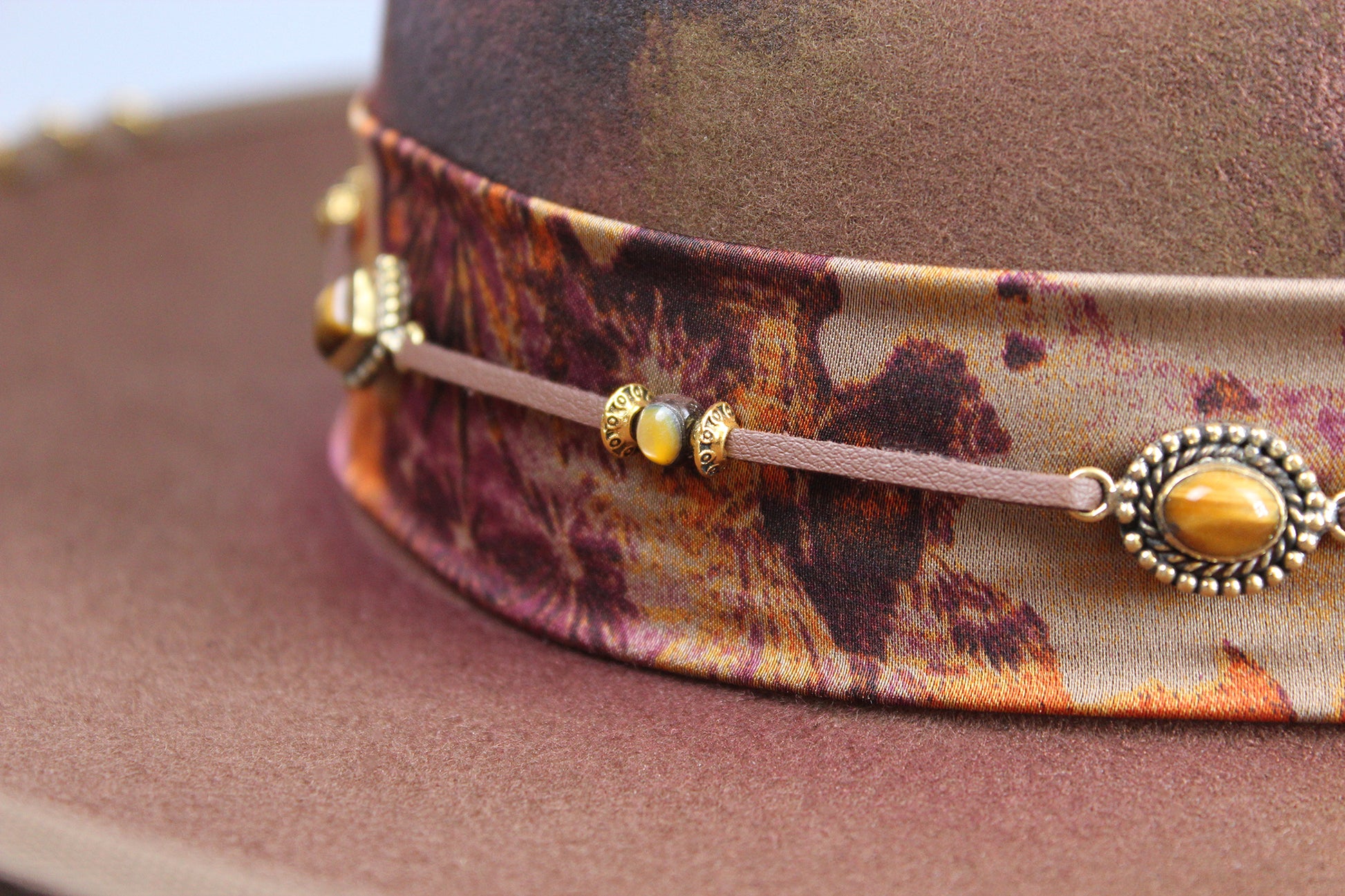 The Wildflower Fedora - Wool Felt Country Western Style Hat Unisex For Men And Women Tan Cowboy Fedora Hat Distressed Effect Rock n Roll Hat