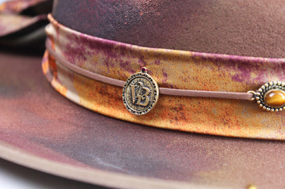 The Wildflower Fedora - Wool Felt Country Western Style Hat Unisex For Men And Women Tan Cowboy Fedora Hat Distressed Effect Rock n Roll Hat