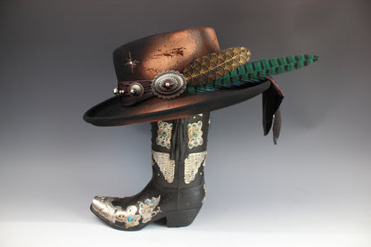 The Prophet Gambler - Wool Felt Fedora Hat Black Handmade Country Western Style Cowboy Hat Unisex For Men And Women Rock & Roll Hat