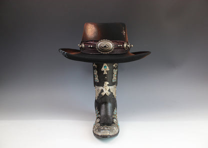 The Prophet Gambler - Wool Felt Fedora Hat Black Handmade Country Western Style Cowboy Hat Unisex For Men And Women Rock & Roll Hat