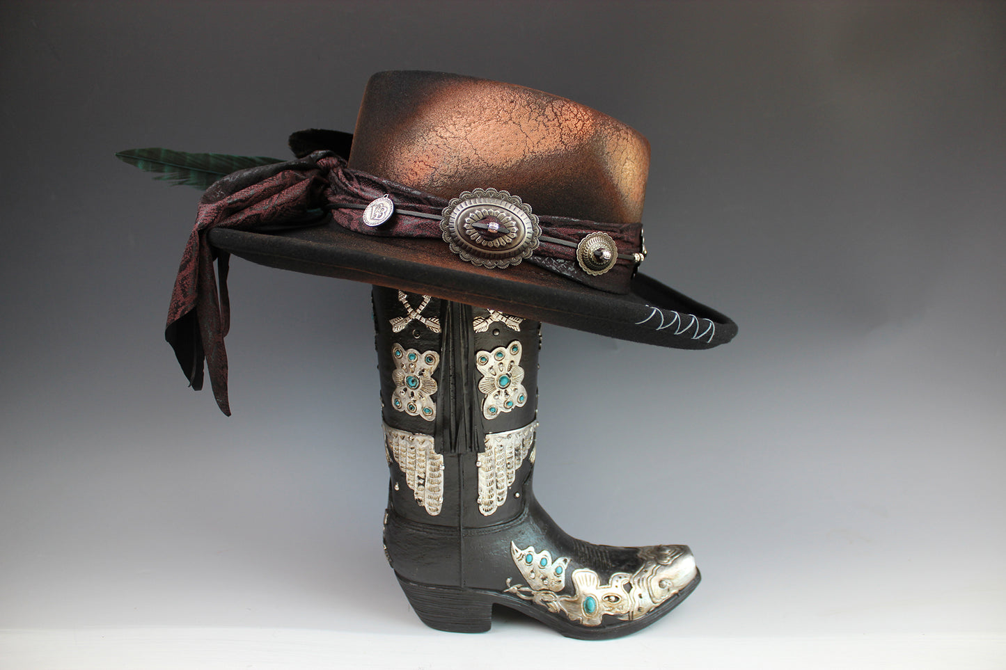 The Prophet Gambler - Wool Felt Fedora Hat Black Handmade Country Western Style Cowboy Hat Unisex For Men And Women Rock & Roll Hat