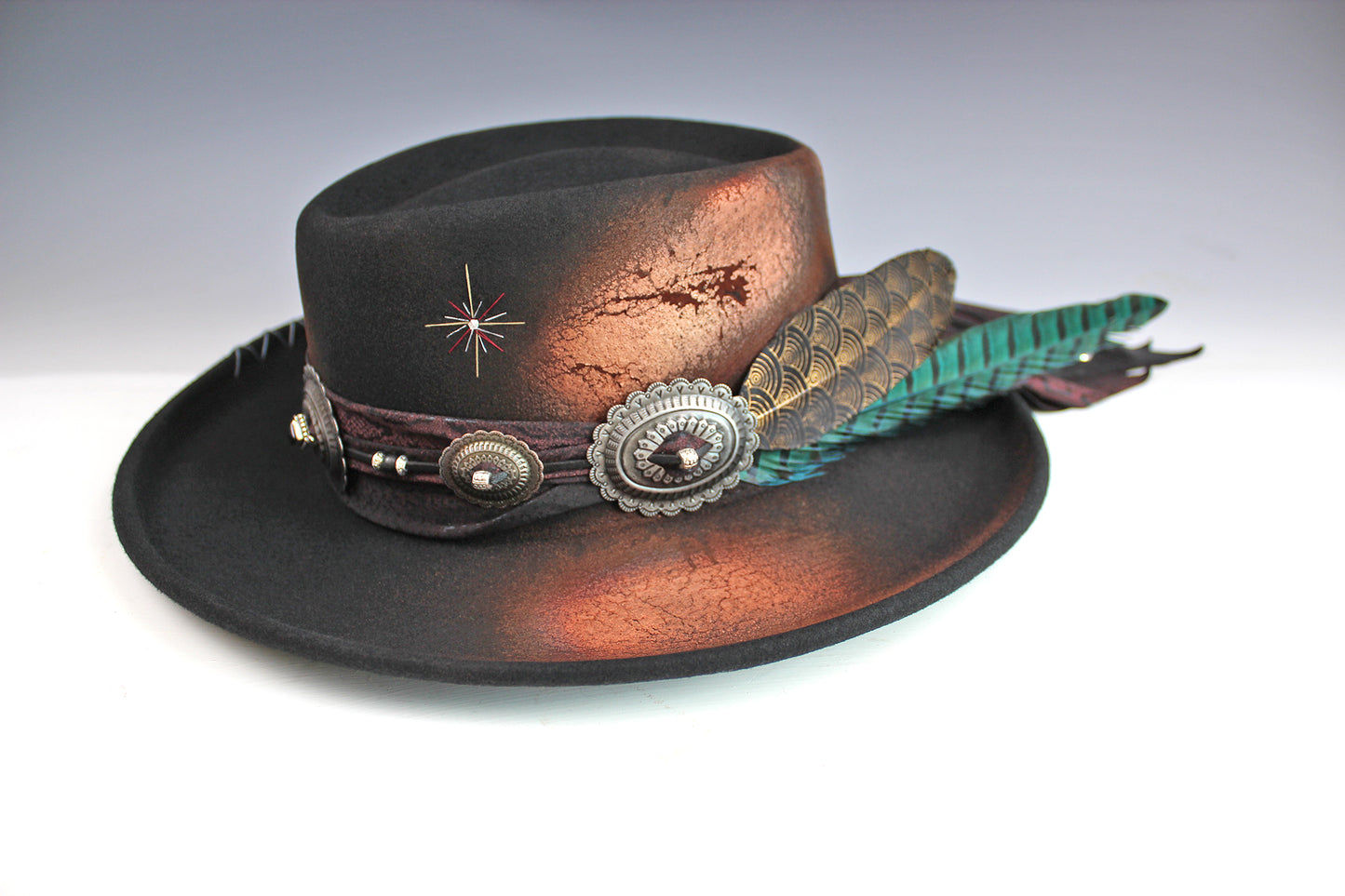The Prophet Gambler - Wool Felt Fedora Hat Black Handmade Country Western Style Cowboy Hat Unisex For Men And Women Rock & Roll Hat