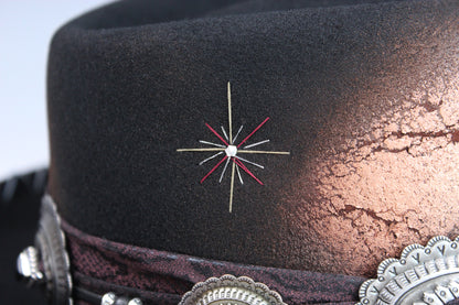 The Prophet Gambler - Wool Felt Fedora Hat Black Handmade Country Western Style Cowboy Hat Unisex For Men And Women Rock & Roll Hat