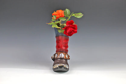 Medium Cowboy Boot Vase - cowboy boot vase American style design, western style flower arrangement vase, realistic western boot vase