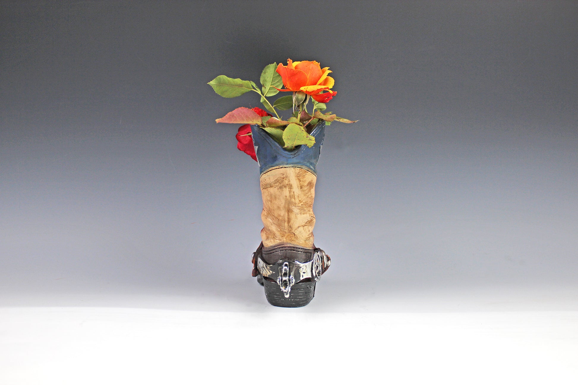 Medium Cowboy Boot Vase - cowboy boot vase American style design, western style flower arrangement vase, realistic western boot vase