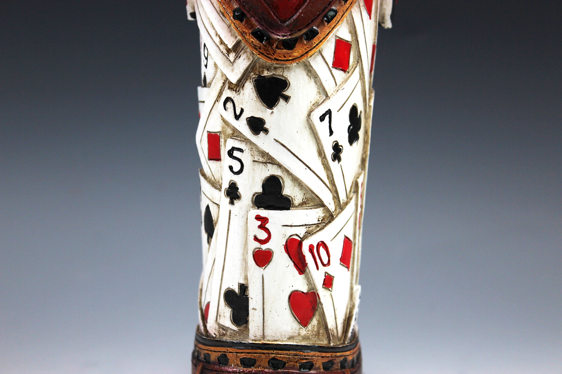 Medium Cowboy Boot Vase - brown cowboy boot vase with playing card design, western style flower arrangement vase, realistic boot vase