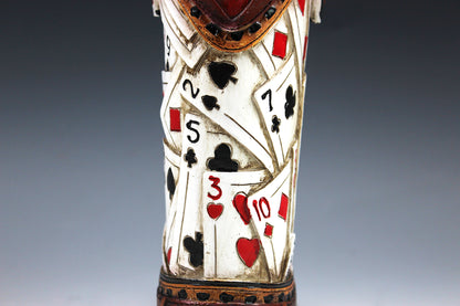 Medium Cowboy Boot Vase - brown cowboy boot vase with playing card design, western style flower arrangement vase, realistic boot vase