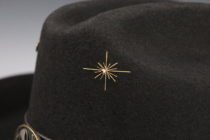The Highwayman Cowboy Hat - Black -  Black Wool Felt Cattleman Cowboy Hat with feature concho, unisex western cowboy cowgirl hat