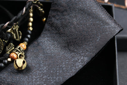The Copperhead Cuff Bracelet Set - Pirate Layered Gypsy Fabric Wrist Wrap Unisex Bracelet Set For Men And Women Rock n Roll Style