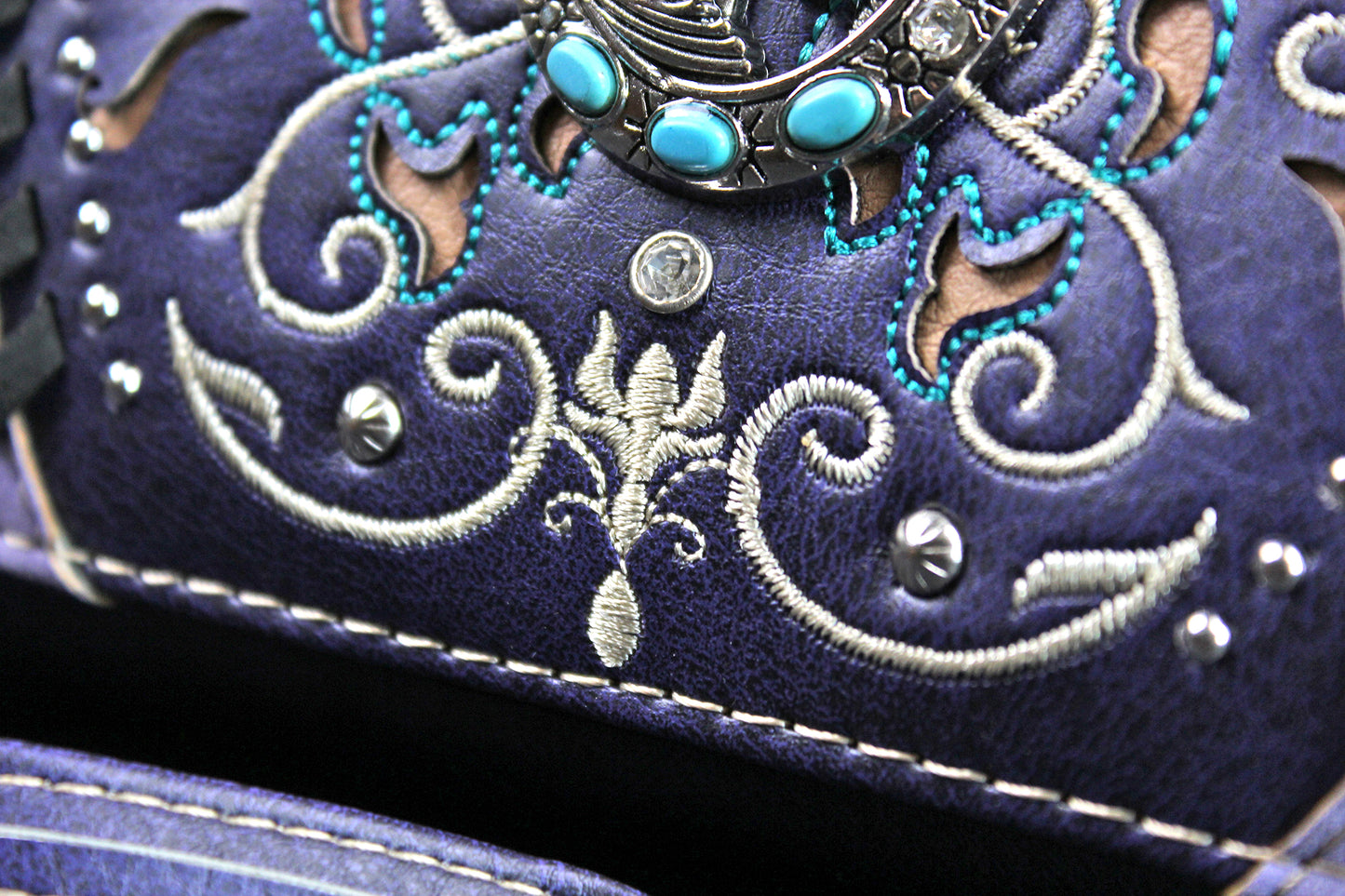 The Wyoming Purse - purple turquoise and silver western cowgirl style purse wallet intricate detailing with adjustable strap