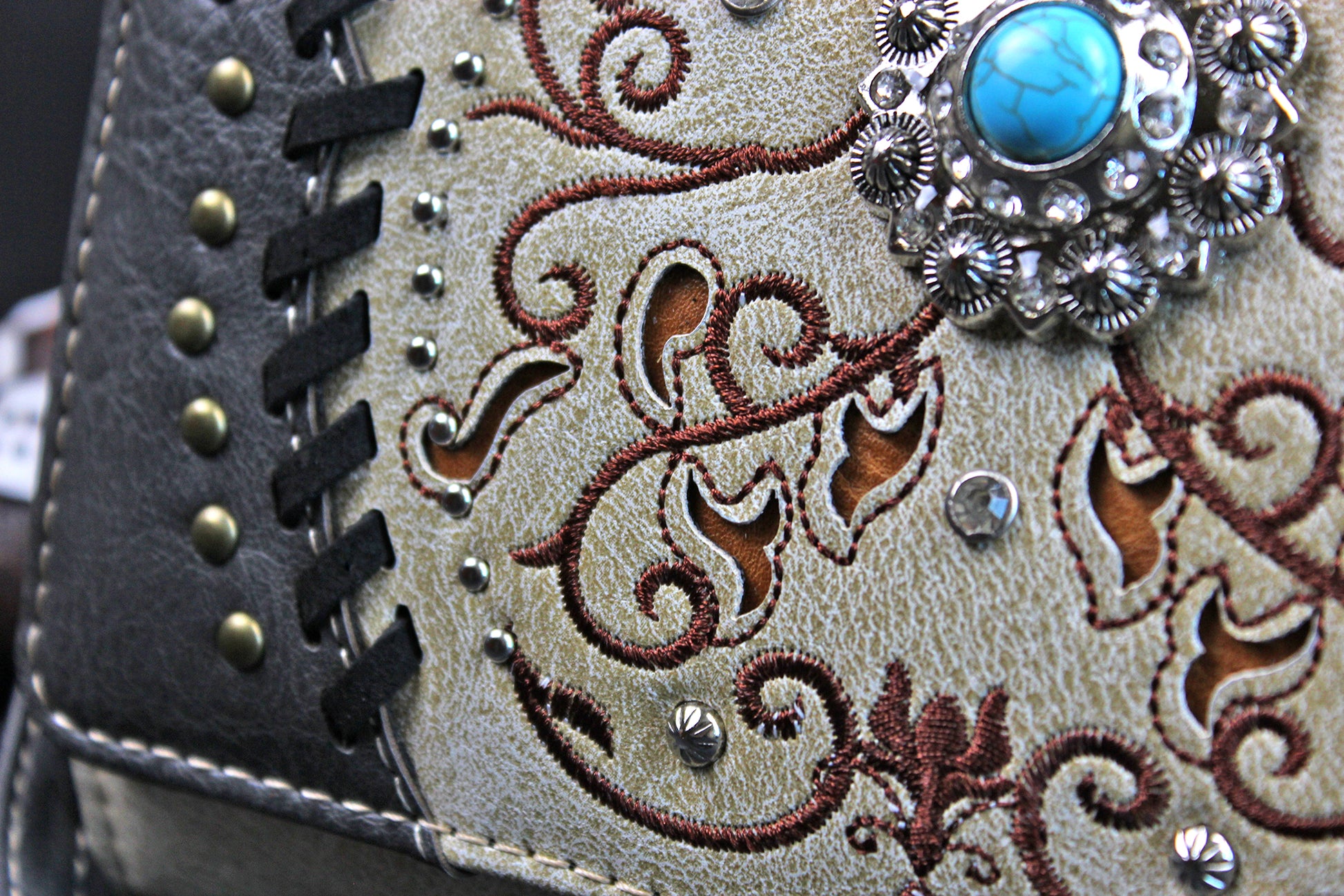 The Oklahoma Purse - small red and silver western cowgirl style purse wallet, intricate detailing with adjustable strap & magnetic clasp