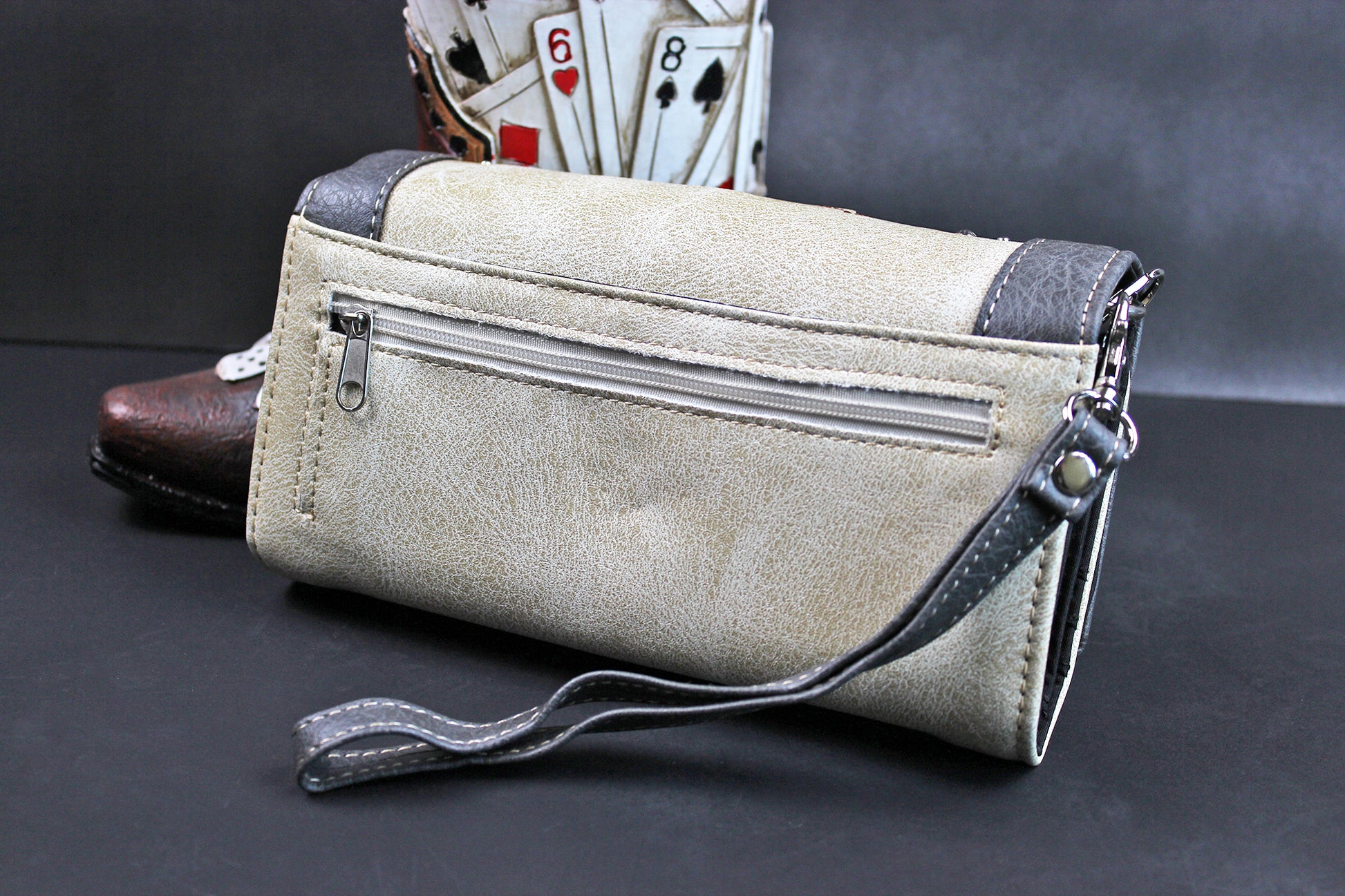 The Oklahoma Purse - small red and silver western cowgirl style purse wallet, intricate detailing with adjustable strap & magnetic clasp