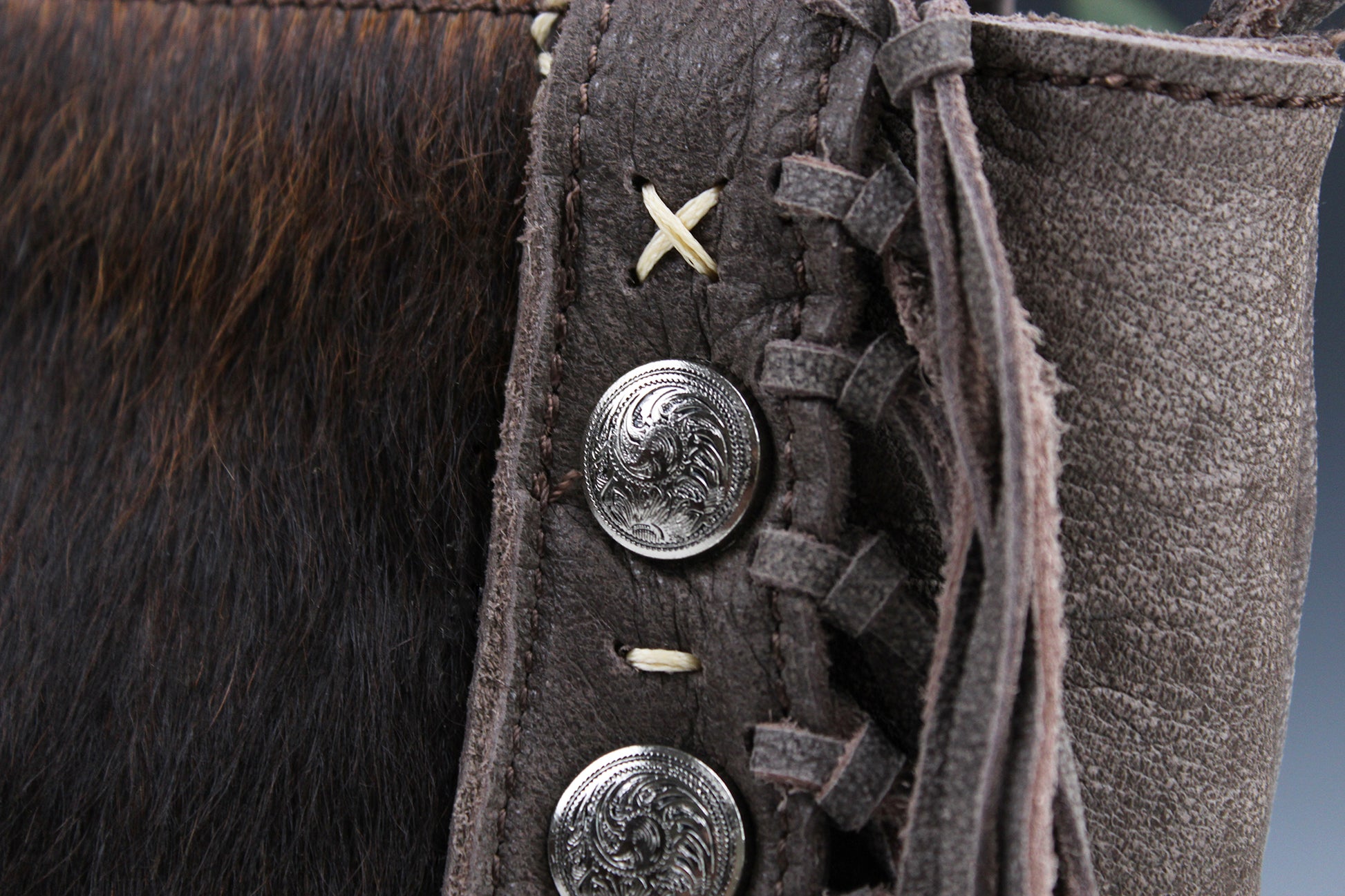 The Arizona Handbag - brown leather suede western cowgirl style handbag with tassel fringe and internal zip pocket