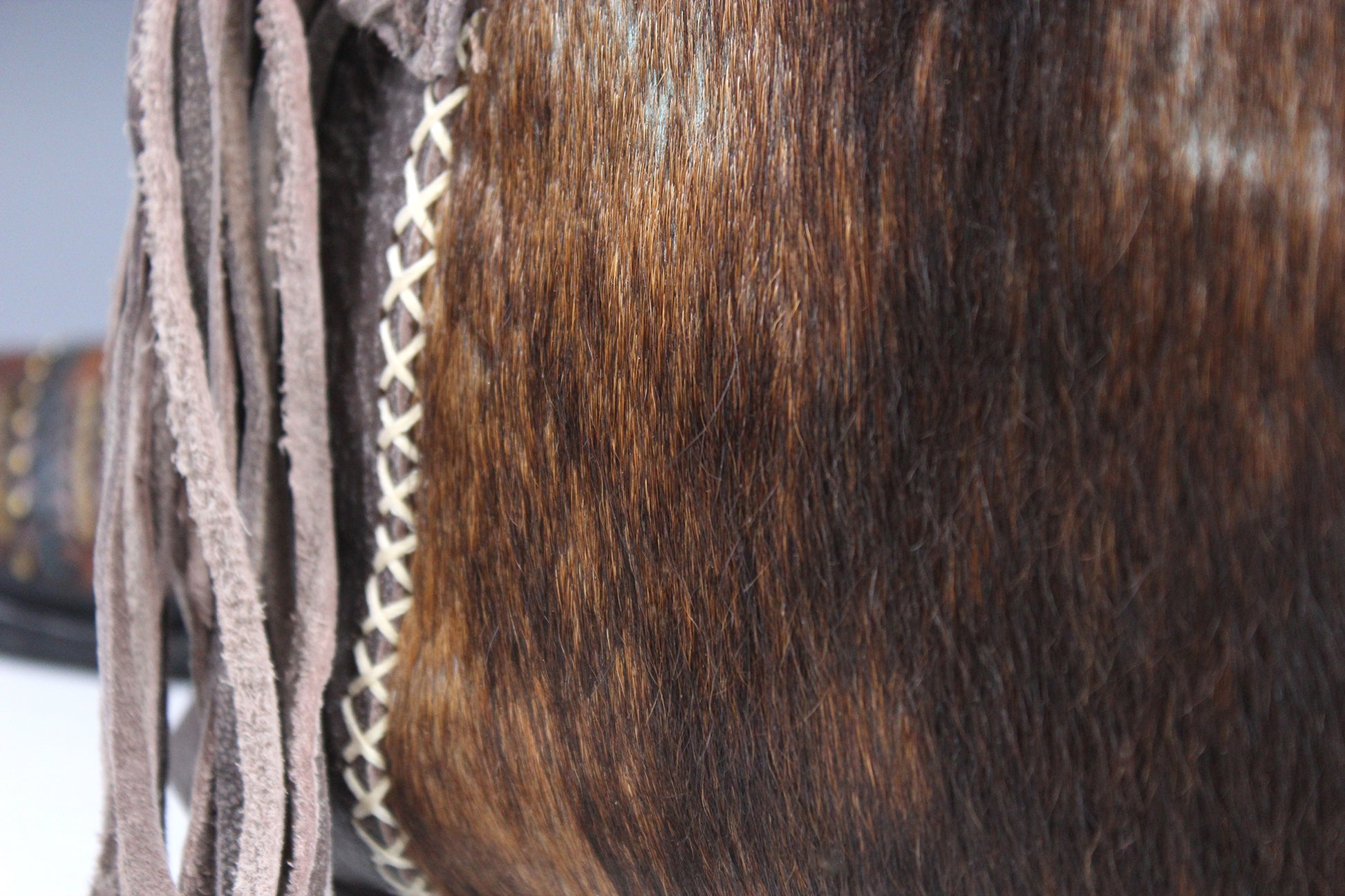 The Arizona Handbag - brown leather suede western cowgirl style handbag with tassel fringe and internal zip pocket