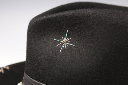One Off Custom Fedora: Wool Felt Cowboy Fedora Hat with Turquoise detailing  Size Large 59cm