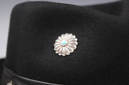One Off Custom Fedora: Wool Felt Cowboy Fedora Hat with Turquoise detailing  Size Large 59cm