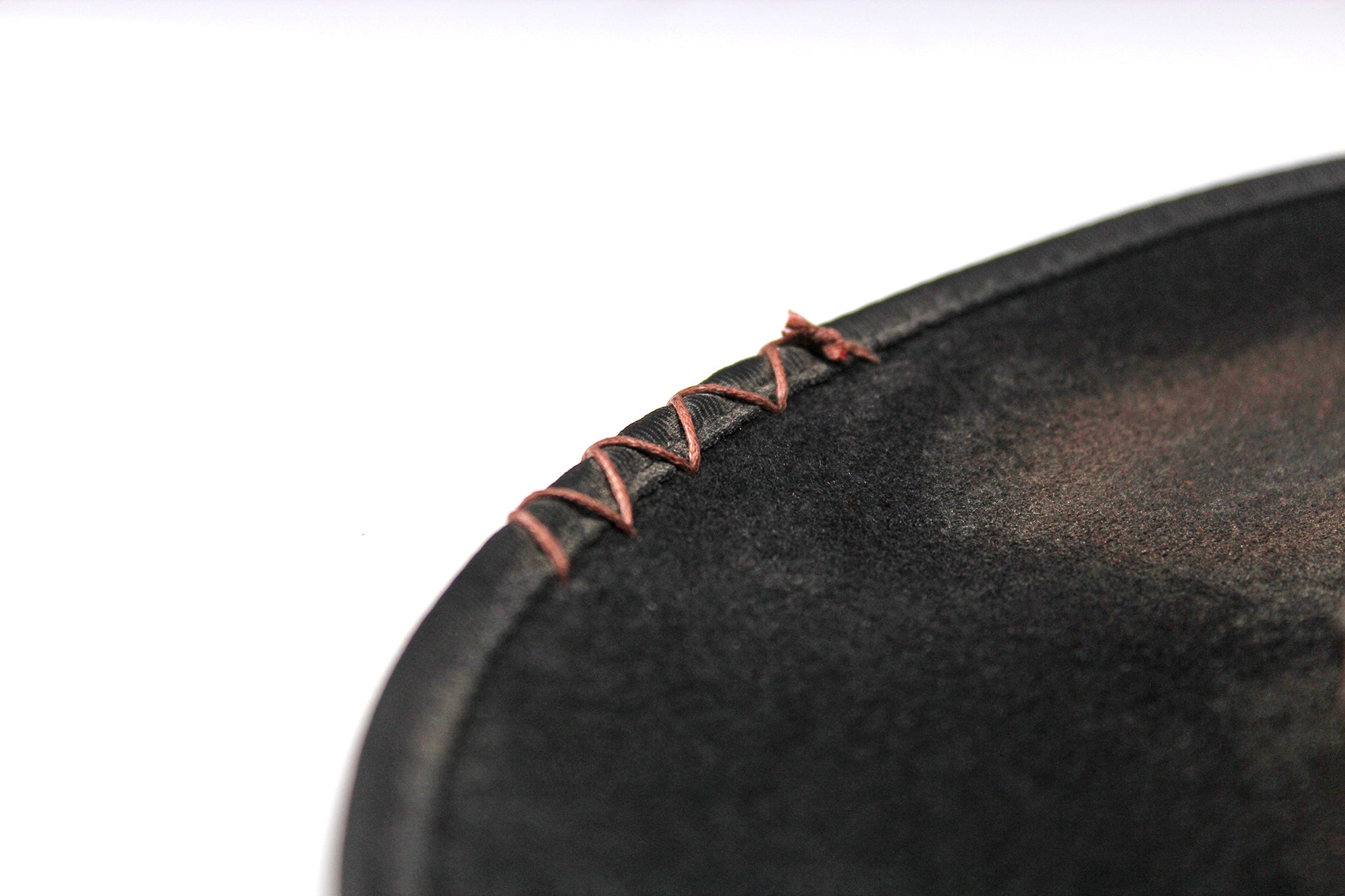 One Off Custom Fedora Hat: Black with Distressed Effect Wool Felt with gold detailing size Medium 57cm