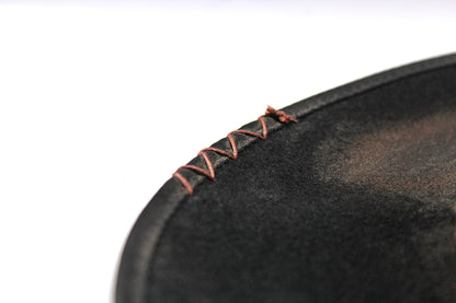 One Off Custom Fedora Hat: Black with Distressed Effect Wool Felt with gold detailing size Medium 57cm