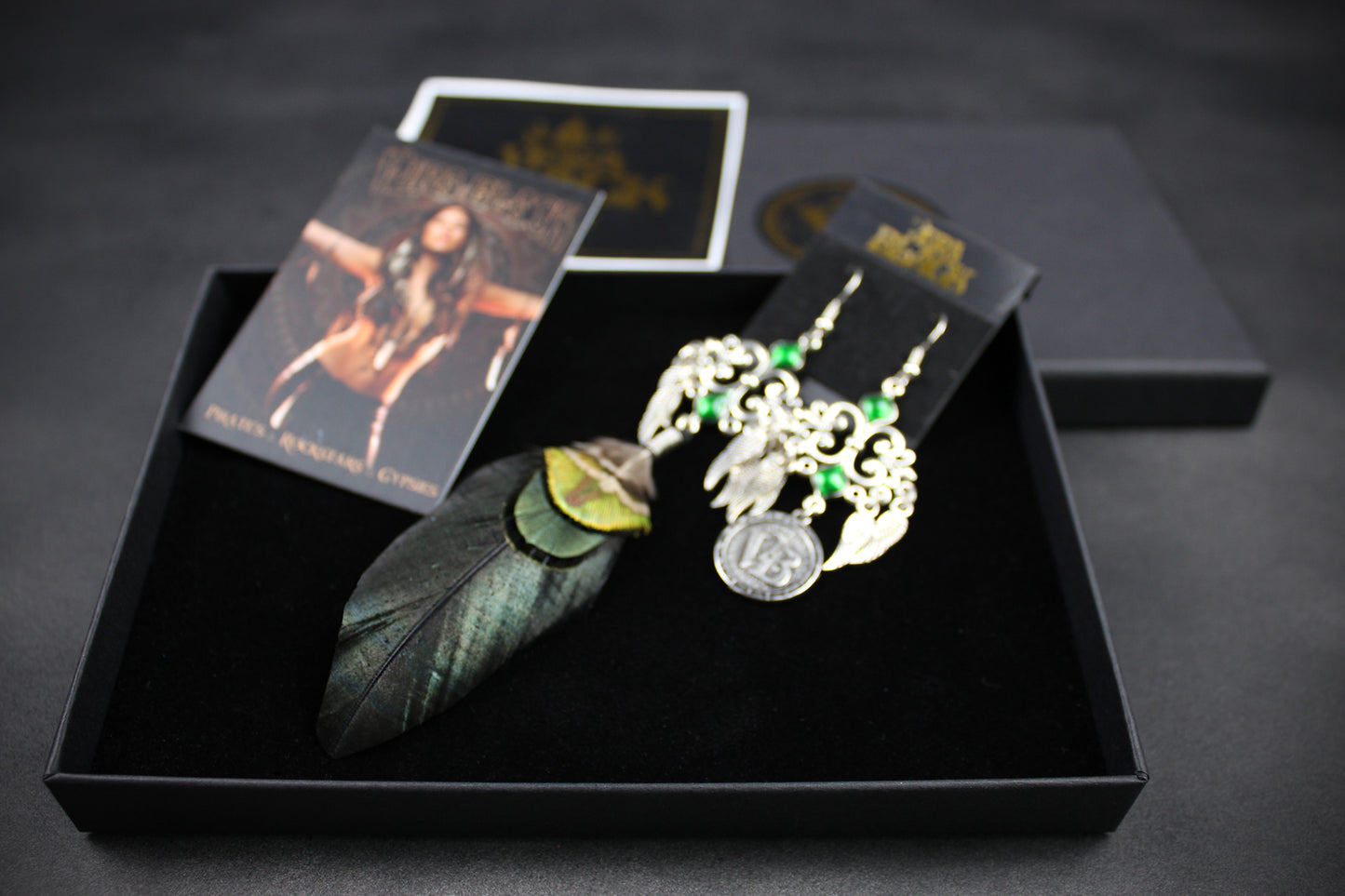 Safari Feather Earrings - Silver & Green Filigree Asymmetrical Green Feather Earrings