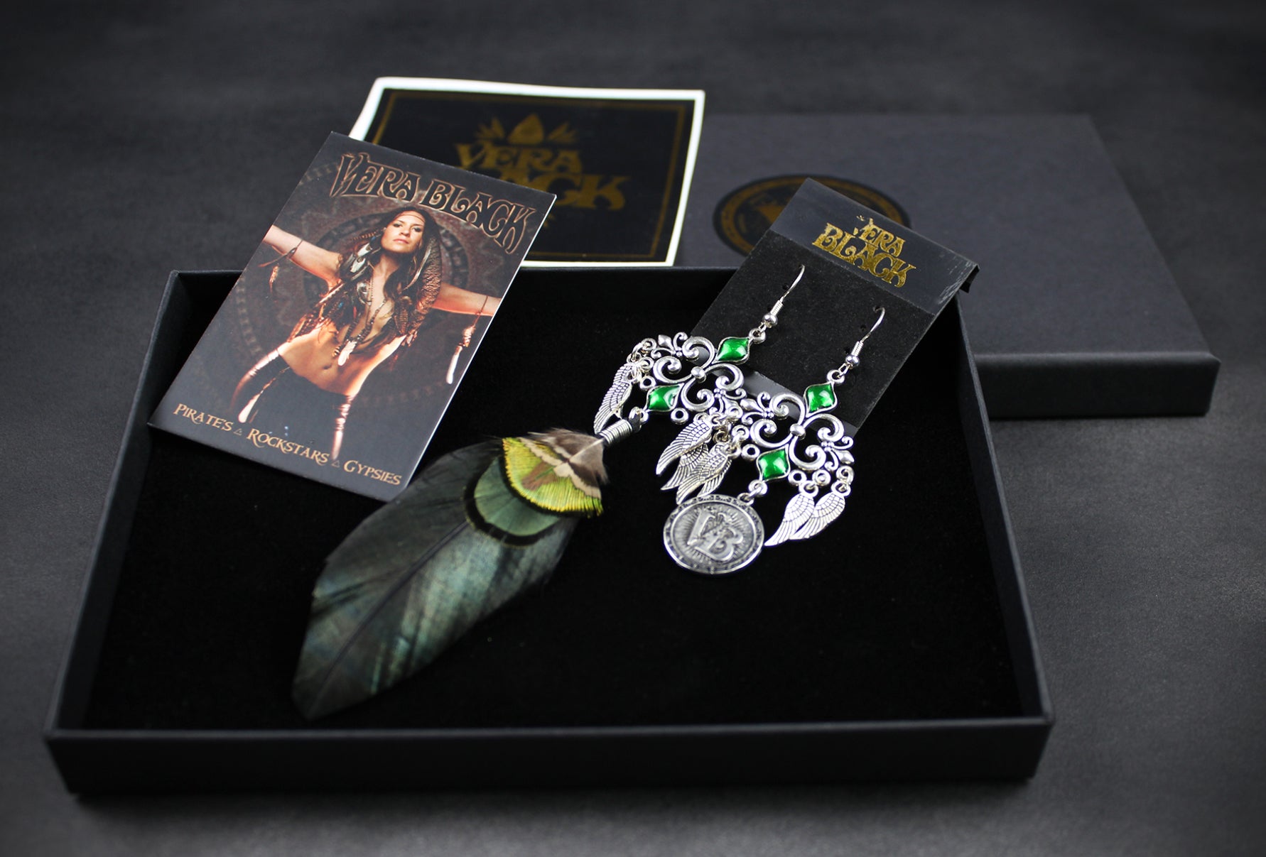 Safari Feather Earrings - Silver & Green Filigree Asymmetrical Green Feather Earrings