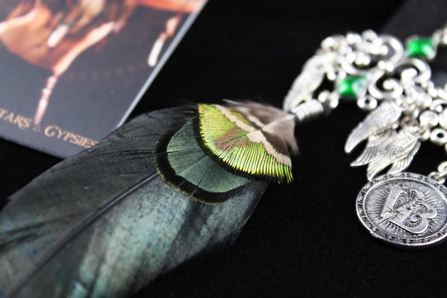 Safari Feather Earrings - Silver & Green Filigree Asymmetrical Green Feather Earrings
