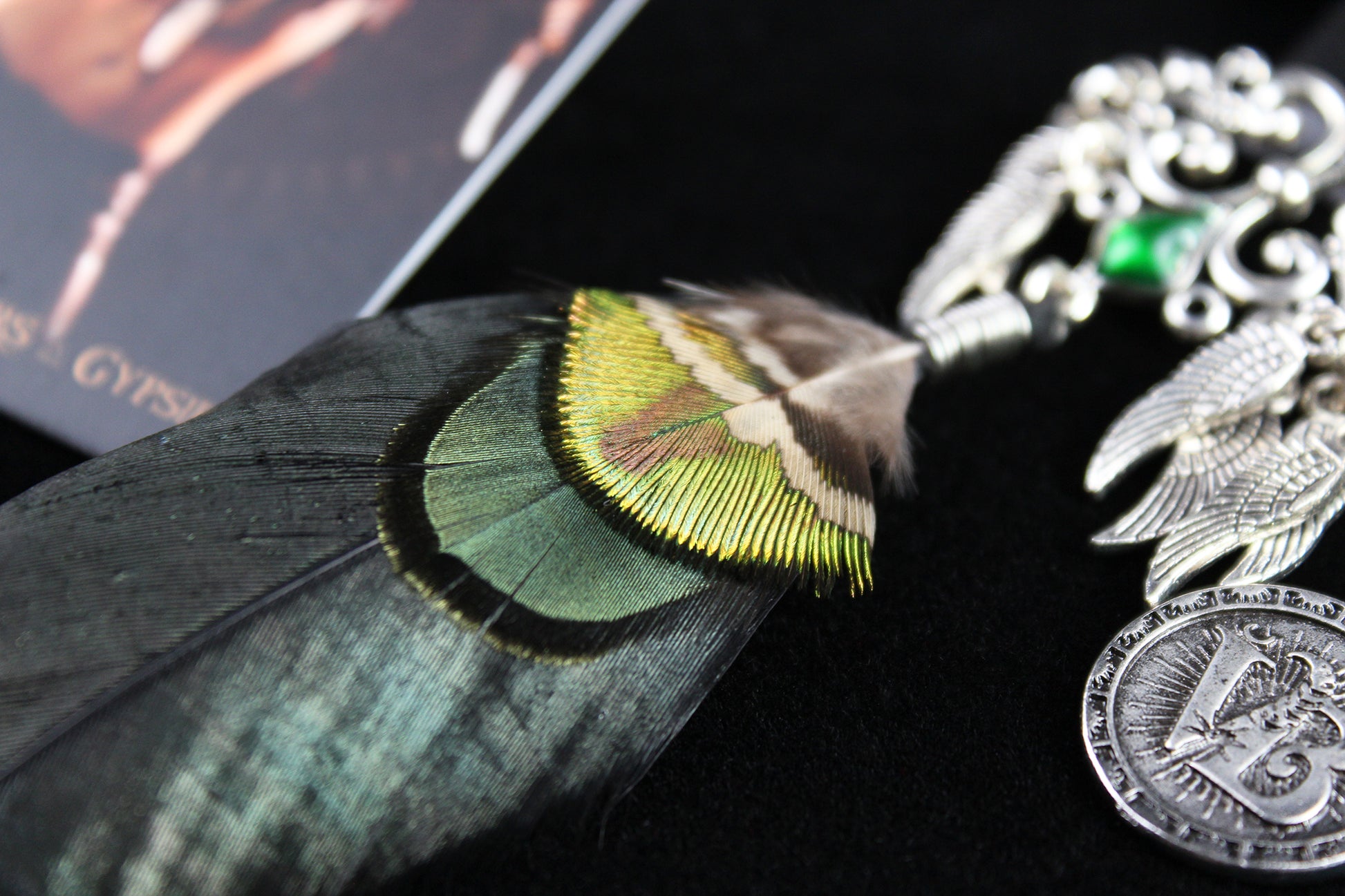 Safari Feather Earrings - Silver & Green Filigree Asymmetrical Green Feather Earrings