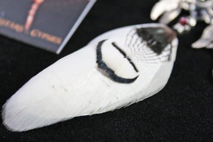 White Bird Feather Earrings - Silver Filigree Asymmetrical White Feather Earrings